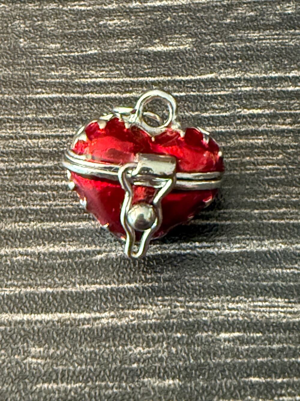Red Heart Enemaled Box Locket Pendants 18x15mm Platinum Plated Brass